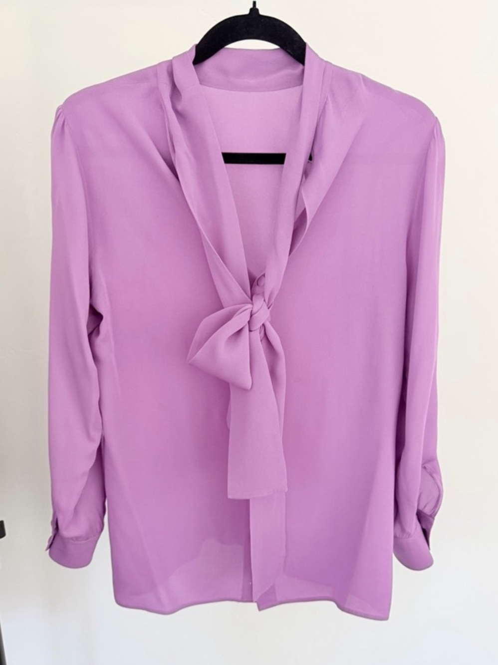 Gucci Bow Silk Crepe Blouse Pink Size 40
